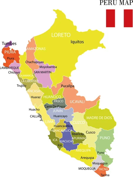 Vector Illustration Map Peru — Stock Vector