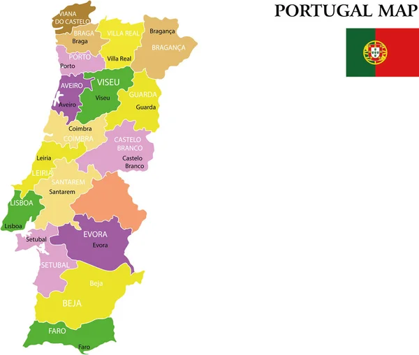 Portugal Mapa Vector Ilustración — Vector de stock