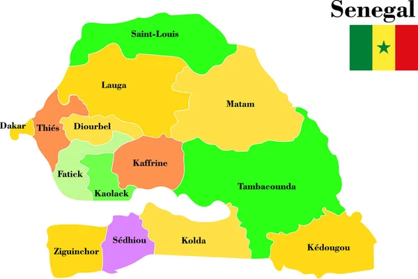 Ilustracja Wektorowa Mapy Senegalu — Wektor stockowy