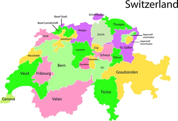 Svizzera Mappa Vettoriale Illustrazione — Vettoriale Stock