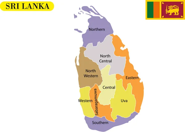 Ilustração Vetorial Mapa Sri Lanka —  Vetores de Stock