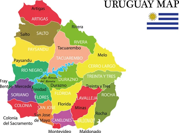 Uruguay Mapa Vektorové Ilustrace — Stockový vektor