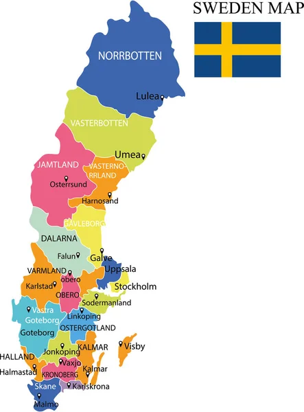 Suecia Mapa Vector Ilustración — Archivo Imágenes Vectoriales