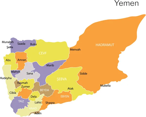 Ilustracja Wektorowa Mapa Jemenu — Wektor stockowy