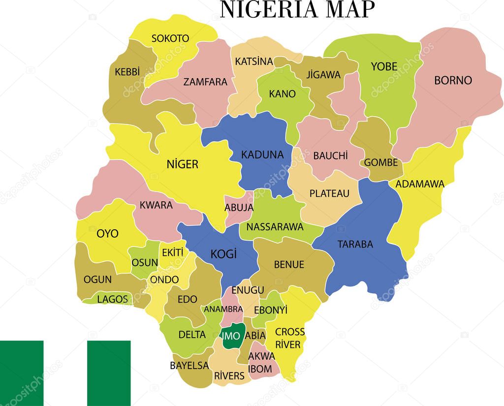 Vector illustration of map of Nigeria
