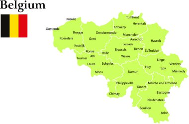 Belçika harita vektör çizim