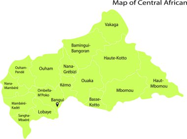 Orta Afrika Haritası Vektör İllüstrasyon Haritası