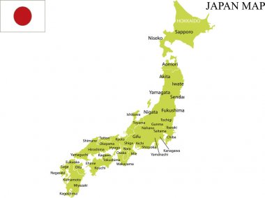 Japonya harita vektör illüstrasyonu