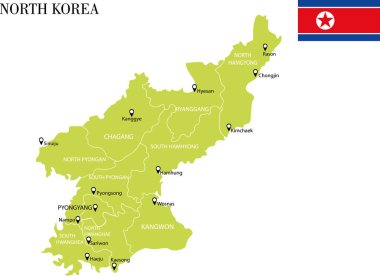 Kuzey Kore siyasi harita vektör illüstrasyon