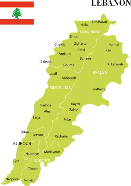 Lübnan Siyasi Harita Vektör İllüstrasyon