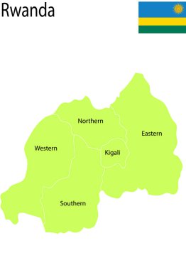 Ruanda Siyasi Harita Vektör İllüstrasyon