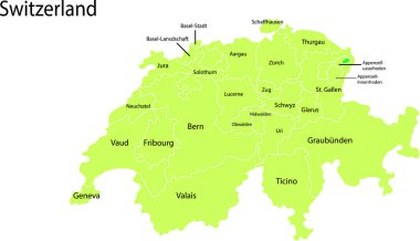 İsviçre Siyasi Harita Vektör İllüstrasyon