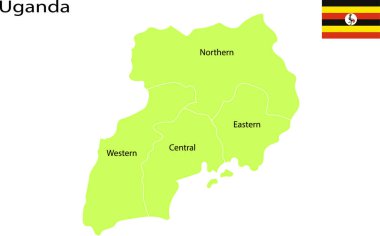 Uganda siyasi harita vektör illüstrasyon