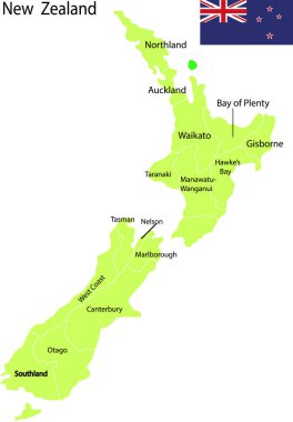 Yeni Zelanda Siyasi Harita Vektör İllüstrasyon