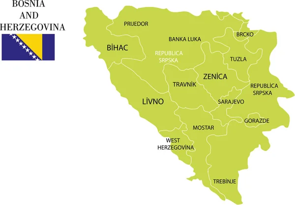 Mappa Bosnia Erzegovina Vector Illustration — Vettoriale Stock