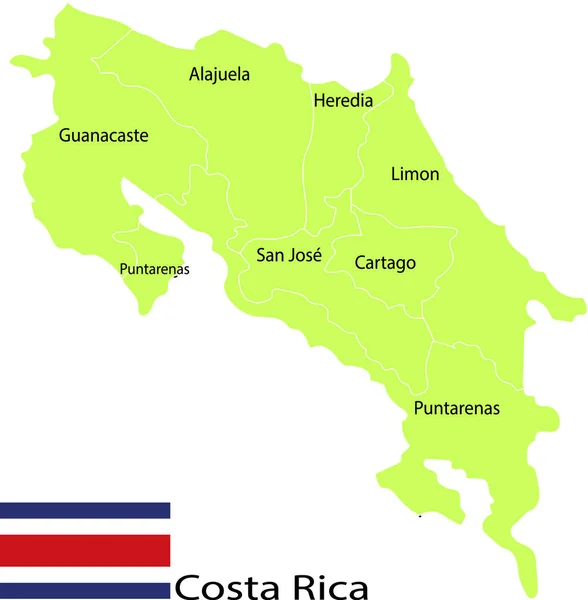 Costa Rica Mapa Vektorové Ilustrace — Stockový vektor