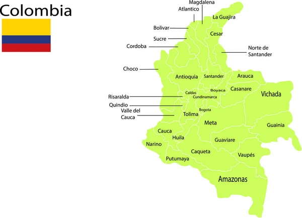 Colombia Mapa Vector Ilustración — Vector de stock