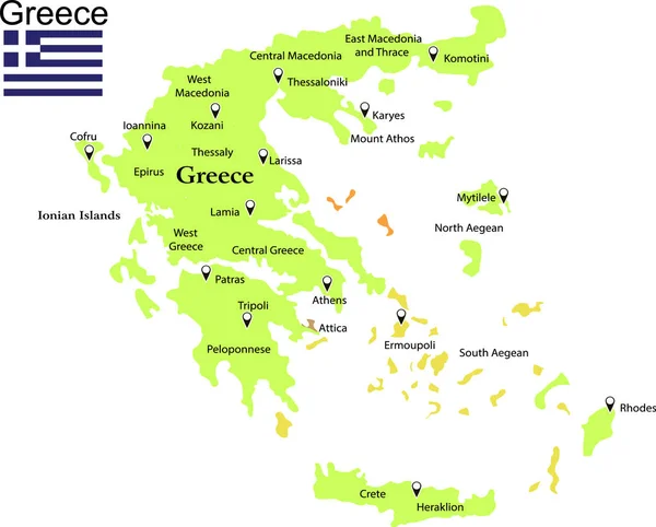 Grecia Mappa Vettoriale Illustrazione — Vettoriale Stock