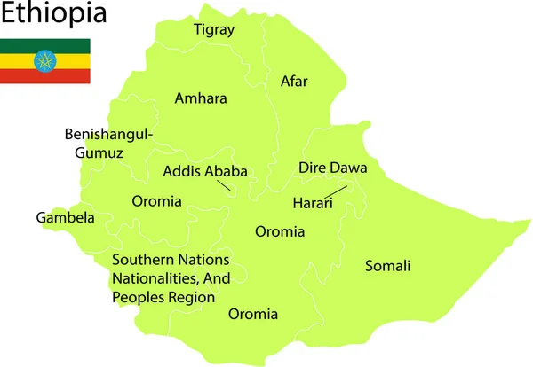 Ilustracja Wektorowa Mapa Etiopii — Wektor stockowy