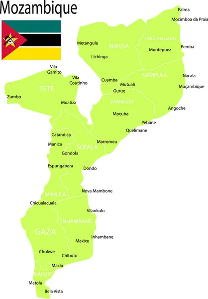 Ilustración Vectorial Del Mapa Mozambique — Vector de stock