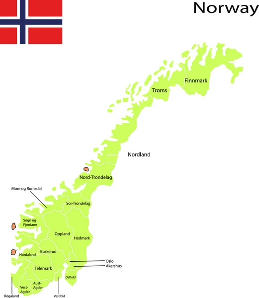 Noruega Mapa Vector Ilustración — Archivo Imágenes Vectoriales