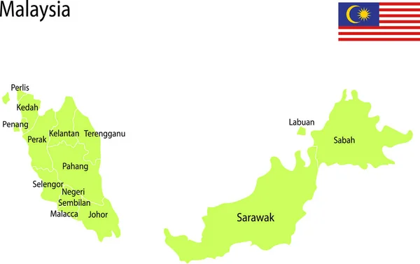 Malesia Mappa Vettoriale Illustrazione — Vettoriale Stock