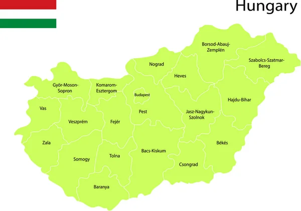 Ilustracja Wektorowa Mapa Węgry — Wektor stockowy