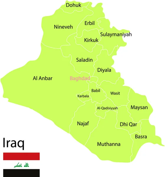 Iraq Mapa Vector Ilustración — Archivo Imágenes Vectoriales