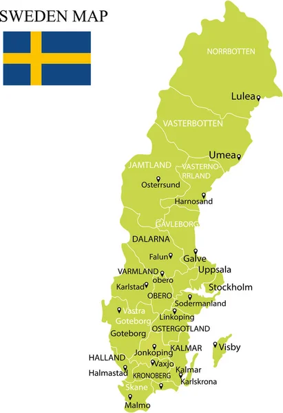 Suecia Mapa Vector Ilustración — Archivo Imágenes Vectoriales