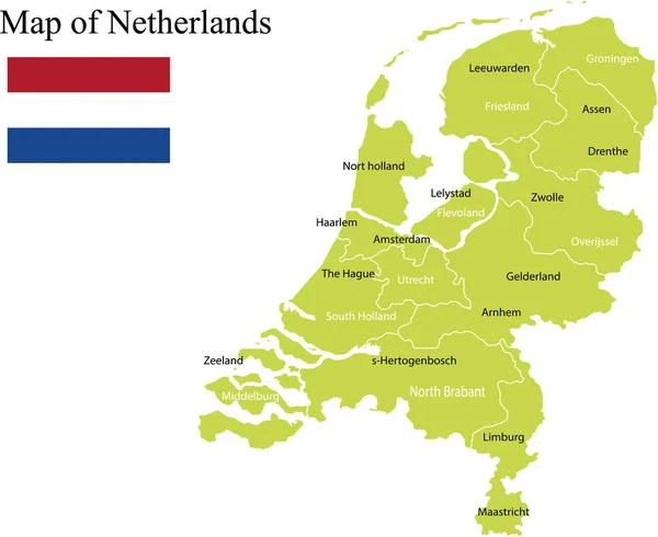 Paesi Bassi Mappa Politica Illustrazione Vettoriale — Vettoriale Stock