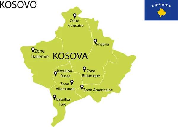 Kosovo Mappa Politica Vettoriale Illustrazione — Vettoriale Stock