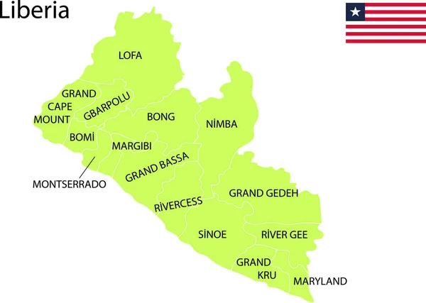Liberia Mapa Político Vector Ilustración — Vector de stock