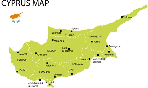 Cipro Mappa Politica Vettoriale Illustrazione — Vettoriale Stock