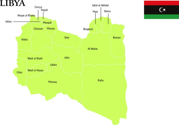 Libia Mapa Político Vector Ilustración — Vector de stock