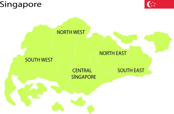 Vektor Ilustrasi Peta Politik Singapura - Stok Vektor