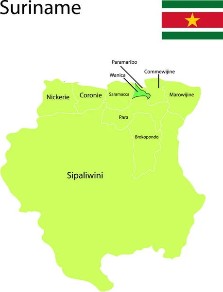 Surinam Siyasi Harita Vektör İllüstrasyon