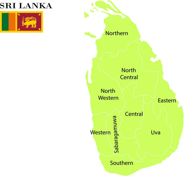 Sri Lanka Mapa Político Vector Ilustración — Vector de stock