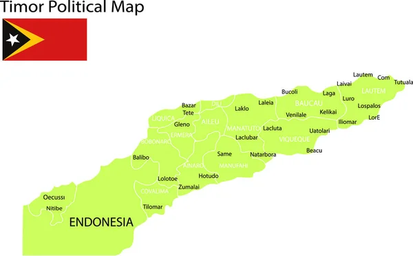 Peta Politik Politik Ilustrasi Vektor Timor - Stok Vektor