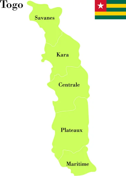 Togo Mapa Político Vector Ilustración — Vector de stock