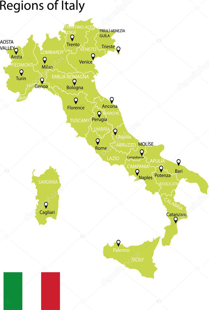 Italy political map vector illustration
