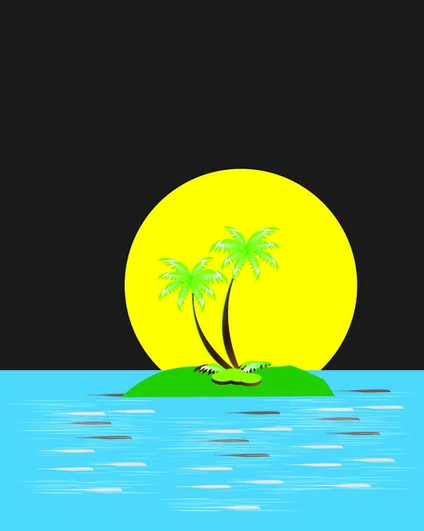 Palmboom Bij Zonsondergang Vector Illustratie — Stockvector