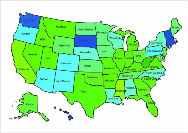 Amerika Birleşik Devletleri haritası tam hat vektör illüstrasyon