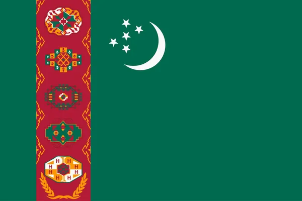 Turkmenistans Flagga Vektor Illustration — Stock vektor