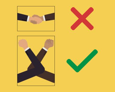 Corona virüsü salgını sırasında el sıkışmak için değil, dirsek kullanarak selamlama.