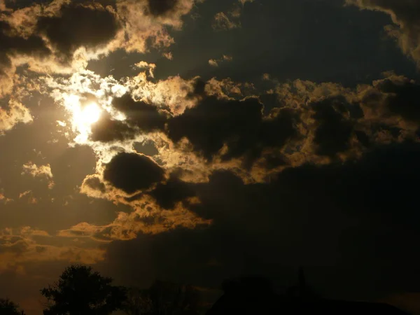 Orangefarbener Himmel Von Der Sonne — Stockfoto