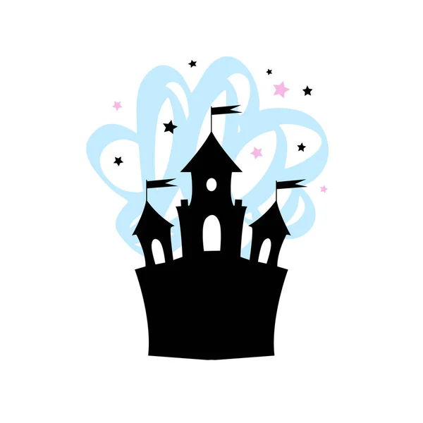 Fantasy Castle Silhouettte Scandinavian Minimalistic Style — Stock Vector