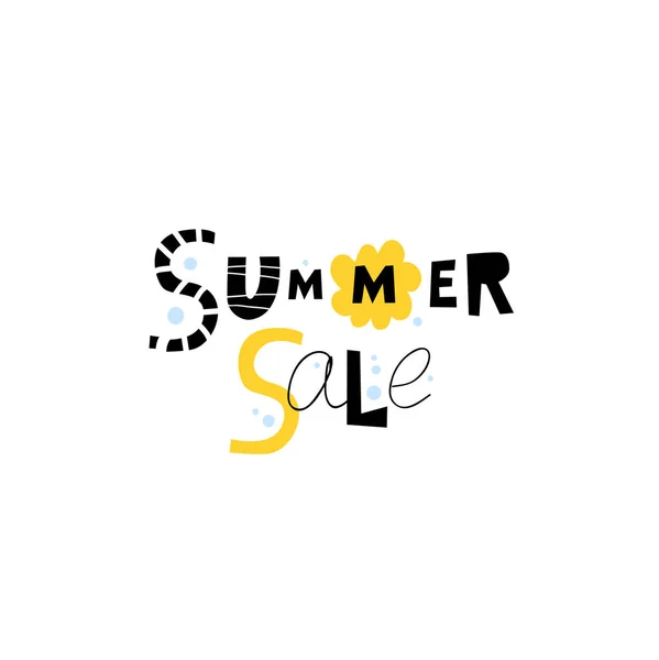 Sale Banner Summer Text Isolated White Background Vector Illustration — Stock Vector