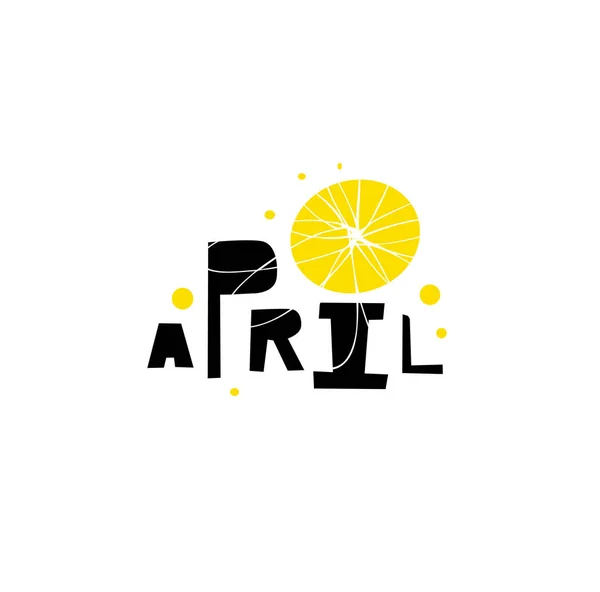 Mes Abril Logo Plano Con Fruta Naranja Aislado Sobre Fondo Ilustraciones de stock libres de derechos