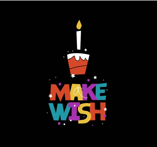 Birthday Cake Candle Text Make Wish Vector Illustration Royalty Free Stock Illustrations