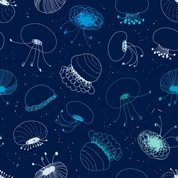 Seamless Marine Pattern Beautiful Jellyfish Vector Illustration Royalty Free Stock Vectors